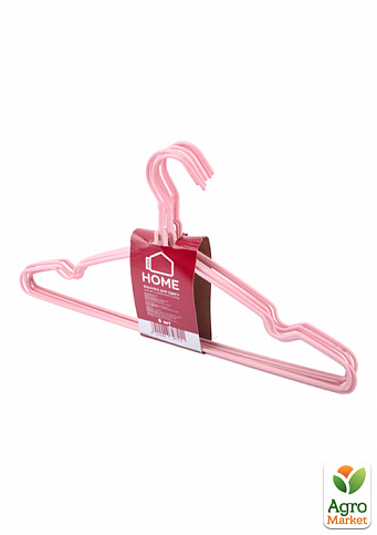 Вішалка для одягу Idea Home металева в силіконі 39,4*21 см (8 шт) Рожевий (6707233)