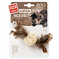 Игрушка для кошек Плетеный мячик с колокольчиком и перьями GiGwi Catch&scratch перо, дерево, 13 см (75047) купить