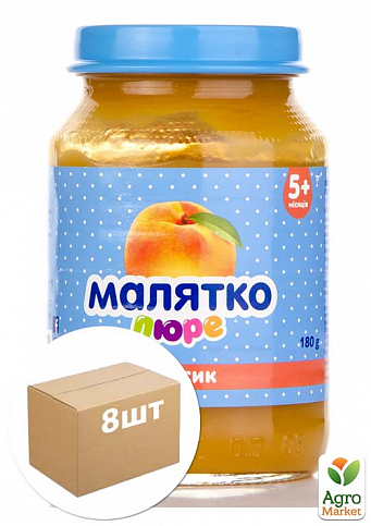 Пюре з персиків (з гомогенізованим цукром) ТМ "Малятко" 180г упаковка 8шт - фото 2