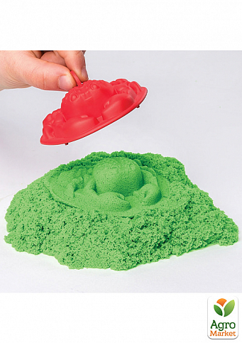 Набор песка для детского творчества - KINETIC SAND ЗАМОК ИЗ ПЕСКА (зеленый, 454 г, формочки, лоток) - фото 4