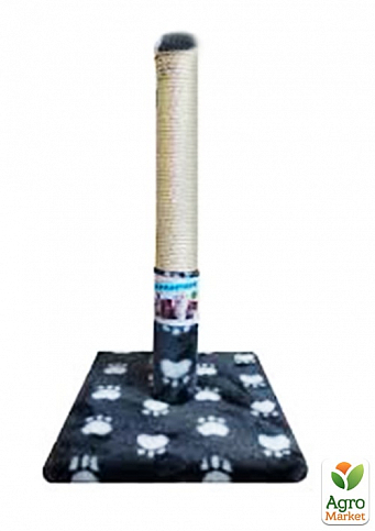 Пушистики Когтеточка-столбик на подставке с лапками (сизаль) серая 30х50см (6704860)