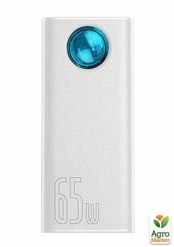 Дополнительный внешний аккумулятор повербанк Baseus Amblight Power Bank 30000 mAh 65W OE белый