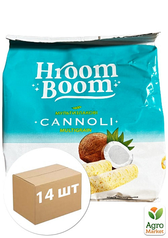 Трубочки Каннолі зі смаком кокосу TM "Hroom Boom" 150 г упаковка 14 шт