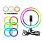 Кольцевая Светодиодная Лампа Цветная (Мультиколор) RGB MJ26 26 См купить