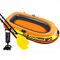 Полутораместная надувная лодка Explorer PRO 200,3-х камерная,весла,ручной насос 196х102 см ТМ "Intex" (58357)