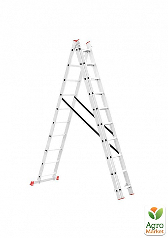 Лестница алюминиевая 3-х секционная универсальная раскладная 3x10 ступ. 6,48 м INTERTOOL LT-0310
