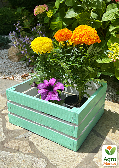 Ящик декоративный деревянный для хранения и цветов "Прованс" д. 25см, ш. 27см, в. 13см. (бирюзовый)1