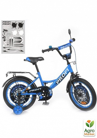 Велосипед дитячий PROF1 18д. Original boy, SKD75,ліхтар,дзвінок,дзеркало,дод.кол.,синьо-чорний (Y1844-1)