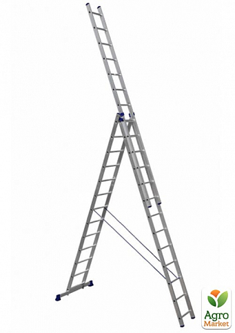 Алюминиевая трехсекционная усиленная лестница 3*13 ТМ ТЕХПРОМ HS3 6313