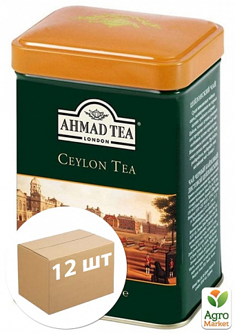 Чай Цейлон (с ароматом бергамот) железная банка (черный байховый листовой) Ahmad 100г упаковка 12шт