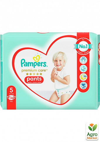 PAMPERS Дитячі одноразові підгузки-трусики Premium Care Pants Розмір 5 Junior (12-17кг) Економ 34 шт