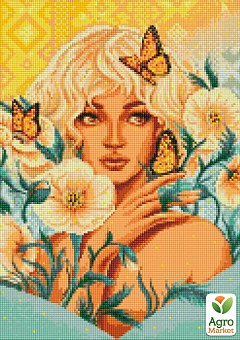 Алмазна мозаїка - Дівчина з метеликами з голограмними стразами (АВ) Ідейка AMO75971