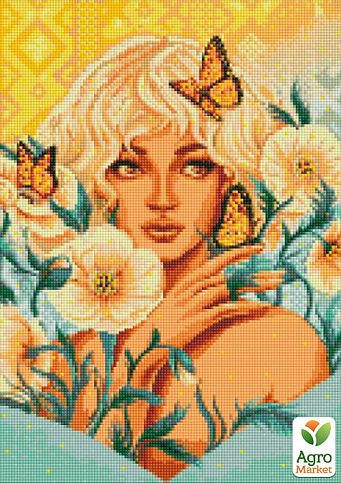 Алмазна мозаїка - Дівчина з метеликами з голограмними стразами (АВ) Ідейка AMO7597