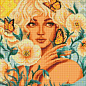 Алмазна мозаїка - Дівчина з метеликами з голограмними стразами (АВ) Ідейка AMO7597