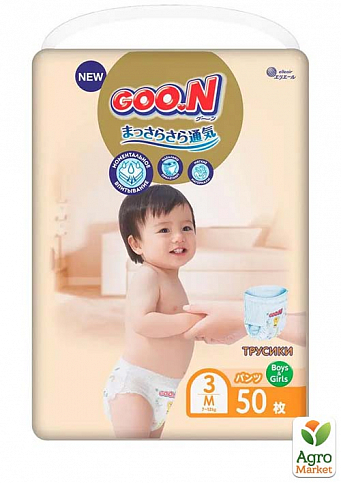 Трусики-подгузники GOO.N Premium Soft для детей 7-12 кг (размер 3(M), унисекс, 50 шт)