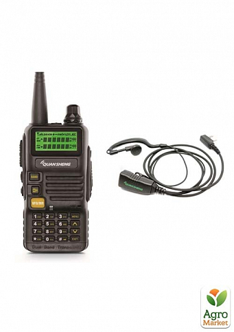 Рація дводіапазонна Quansheng UV-R50, VHF/UHF, 5 Ватт + Гарнітура Quansheng QS-3 з кнопкою РТТ + Ремінець на шию Mirkit (7642) - фото 3