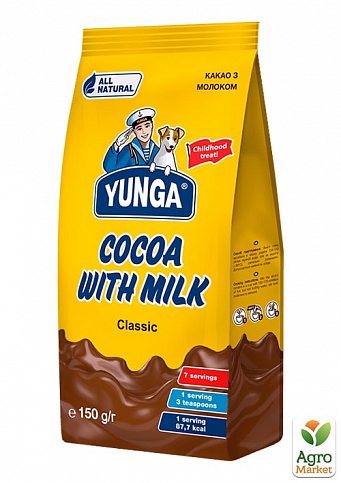 Напій розчинний какао з молоком ТМ «Юнга» пакет 150г упаковка 12шт - фото 2