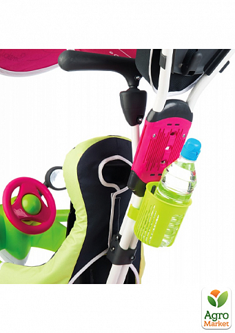 Дитячий металевий велосипед «Бебі Драйвер» з козирком і багажником, рожево-зелений, 10 міс. Smoby Toys - фото 3