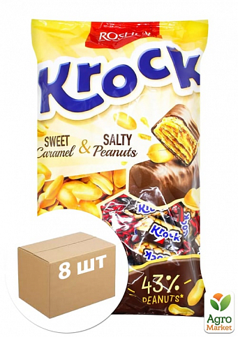 Цукерки (Krock з арахісовою пастою) ВКФ ТМ "Roshen" 1 кг упаковка 8 шт