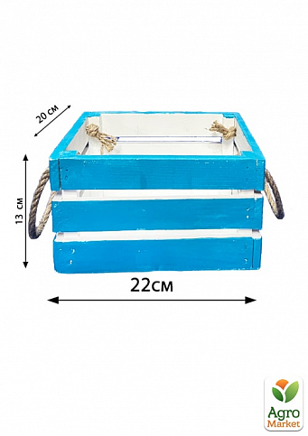 Ящик декоративный деревянный для хранения и цветов "Джусино"д. 22см, ш. 20см, в. 13см. (синий с ручками) - фото 5