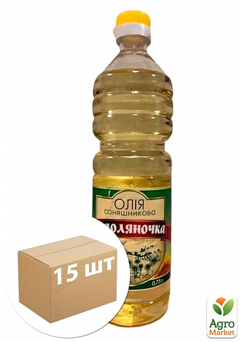 Олія соняшникова (рафінована) картонна скринька ТМ "Подоляночка" 750мл. упаковка 15шт