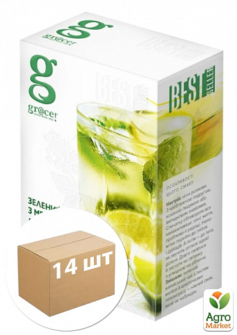 Чай зелений (Green tea) з мелісою Grace 75г упаковка 14шт
