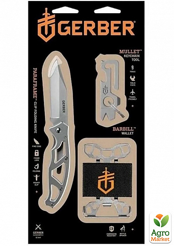 Подарочный набор Gerber нож Paraframe I + Mullet Solid State Stonewash Card + Barbill 31-004020 (1059859) - фото 3