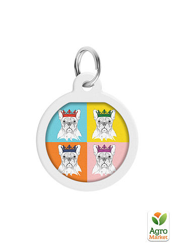Адресник для собак и кошек металлический WAUDOG Smart ID с QR паспортом, рисунок "Французский бульдог", круг, Д 25 мм (0625-0209) - фото 4