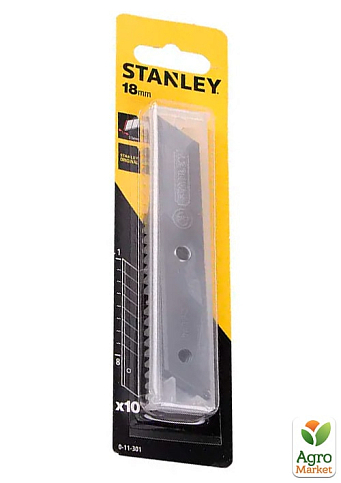 Леза запасні шириною 18 мм з сегментами для ножів з висувними лезами, що відламуються, 5 штук STANLEY 2-11-301 (2-11-301)