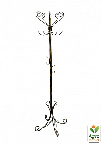 Вешалка-стойка напольная, металлическая черно-золотистого цвета, высота 178см.