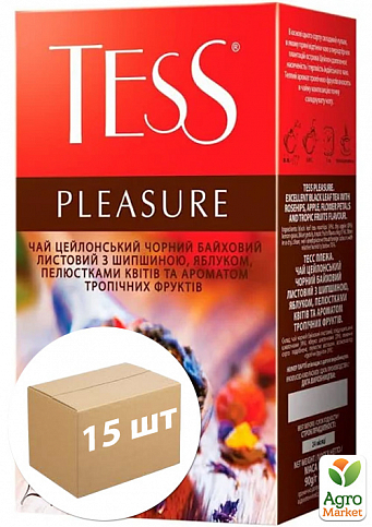 Чай черный листовой ТМ "ТЕСС" Pleasure  80 г упаковка 15 шт