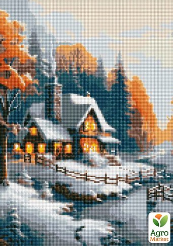 Алмазна мозаїка - Зимовий будиночок з голограмними стразами (AB) AMO7831