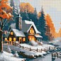 Алмазна мозаїка - Зимовий будиночок з голограмними стразами (AB) AMO7831