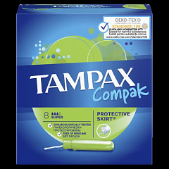 TAMPAX Compak Гигиенические тампоны с аппликатором Super Single 8шт2