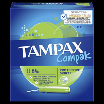 TAMPAX Compak Гігієнічні тампони з аплікатором Super Single 8шт