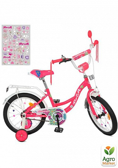 Велосипед детский PROF1 18д. Blossom, SKD45,фонарь,звонок,зеркало,доп.кол.,малиновый (Y18302N)1