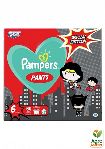 PAMPERS Дитячі одноразові підгузки-трусики Pants Розмір 6 Giant (15+ кг) Джайнт Плюс Упаковка 60 шт