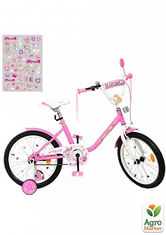 Велосипед дитячий PROF1 18д. Ballerina, SKD45, дзвінок, ліхтар, дод. рожевий колеса (Y1881) 1