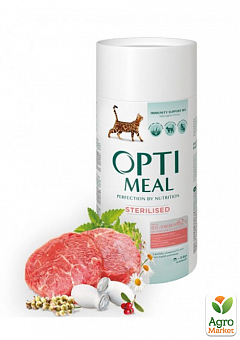 Сухий корм для стерилізованих кішок і кастрованих котів Optimeal з високим вмістом яловичини і сорго 650 г (3425220)2