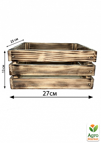 Ящик декоративний дерев'яний для зберігання та квітів "Прованс" д. 25см, ш. 27см, ст. 13см. (обпалений з тканиною) - фото 2