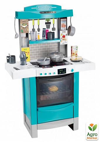 Інтерактивна кухня "Майстер-шеф" з ефектом. кипіння, зі звуковим та світловим ефектами, з аксесуарами, блакитна ,3+ Smoby Toys