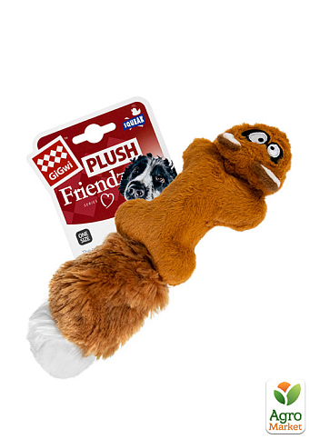 Игрушка для собак Белка с 2-мя пищалками GiGwi Plush, плюш, искусственный мех, резина, 24 см (75066) - фото 2