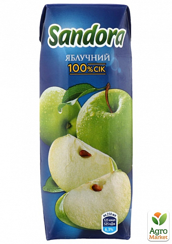 Сік яблучний освітлений пастеризований ТМ "Sandora" 0,25л упаковка 15шт - фото 2