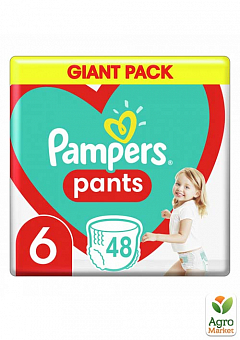 PAMPERS детские одноразовые подгузники-трусики Pants Размер 6 Giant (15+ кг) Джайнт 48 шт2