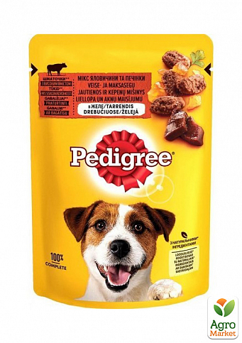 Корм для взрослых собак Pedigree с говядиной и печенью 100г