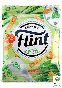 Сухарики пшенично-житні зі смаком сметани із зеленню TM "Flint" 70 г1