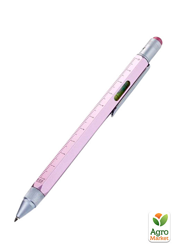 Кулькова багатозадачна ручка Troika Construction зі стілусом; лінійкою; викруткою та рівнем; розовий (PIP20/ML)