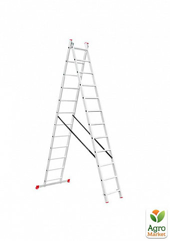Лестница алюминиевая 2-х секционная универсальная раскладная 2x12 ступ. 5,9 м INTERTOOL LT-0212