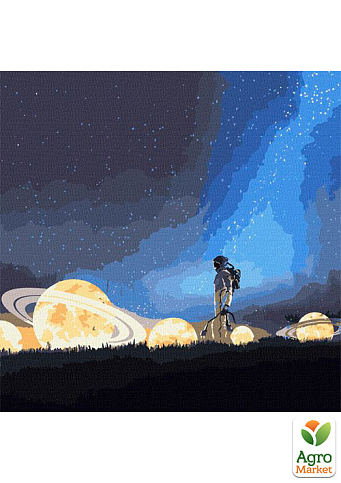 Картина по номерам - Путешествие на луну с красками металлик Идейка KHO9549