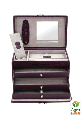 Ящик для драгоценностей Friedrich Lederwaren Classico пурпурный, крокодил (23236-56)